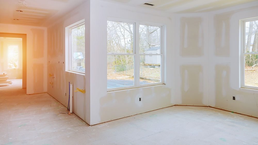 Freshly finished drywall interior